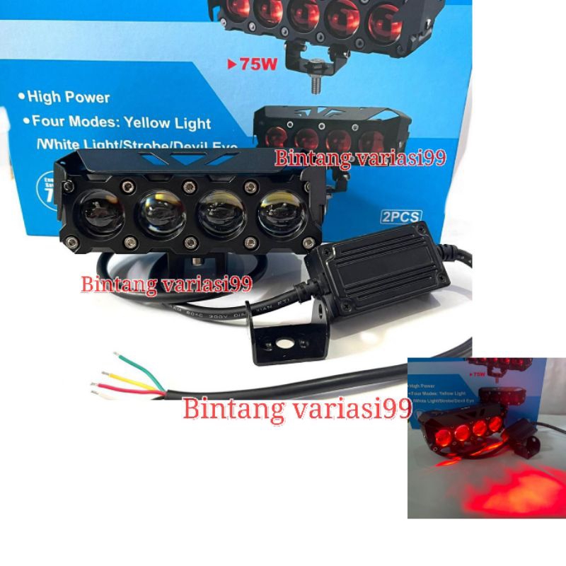 Lampu Tembak LED Laser 4 Mata HJG 80 Watt Plus Devil merah Kuning Putih Hi Lo Harga 1 Pcs  ORIGINAL 