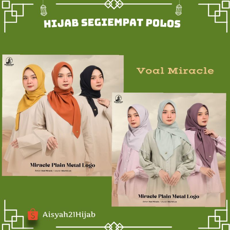 Aisyah21Hijab | Umama Scarf | Hijab Segiempat Polos | Logo UM | Logo Umama | Bordir UM + Masker