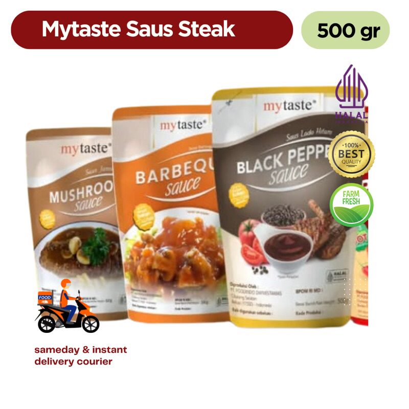 

Mytaste saus mushroom 500 gram / bbq sauce / black paper / teriyaki / my taste barbeque sauce Lada hitam / saus steak / bumbu marinasi daging