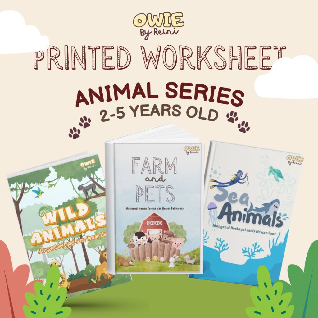 Worksheet Anak / Lembar Kerja Anak / Printed Worksheet / Worksheet Animal Series