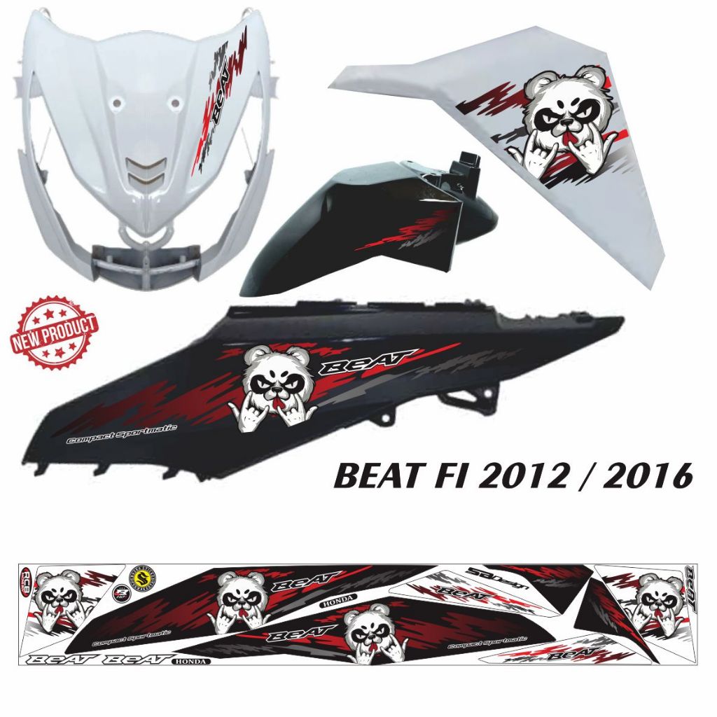 STIKER MOTOR STRIPING BEAT FI MOTIF PANDA KEREN