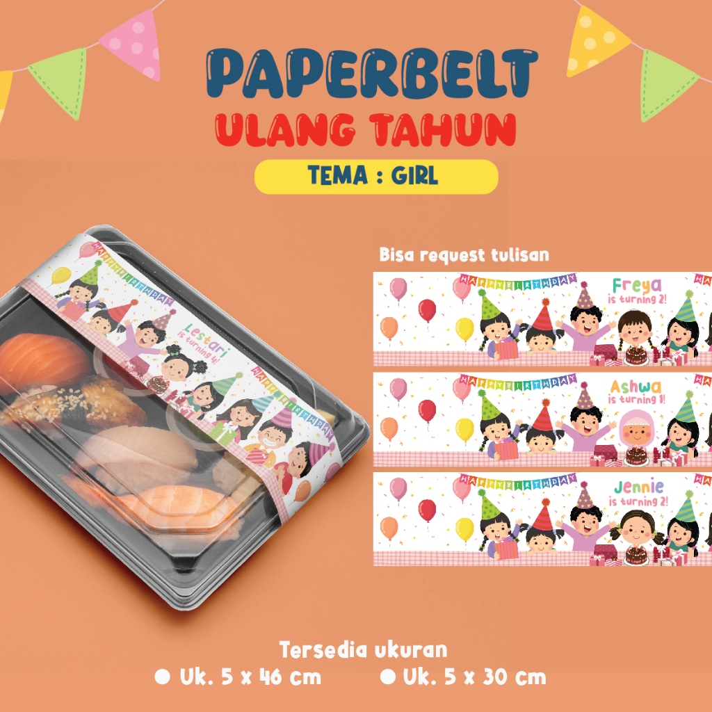 Label Nasi Box Ulang tahun , Birthday Ulang Tahun Anak Girl Series