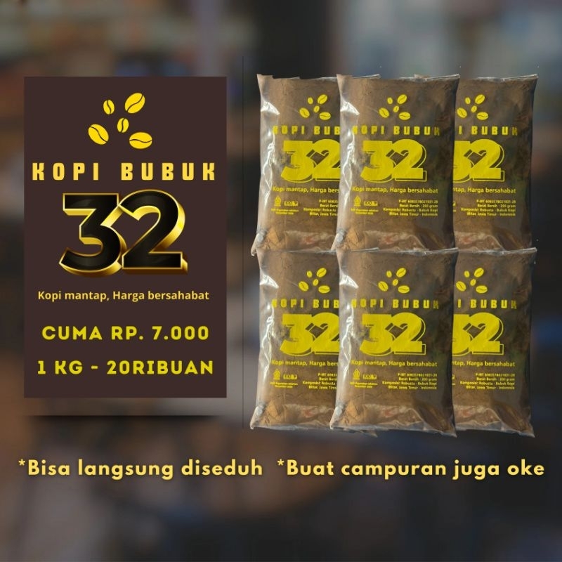 

Kopi Murah merk 32 Robusta Campuran - Bubuk Hitam 1Kg - Coffee