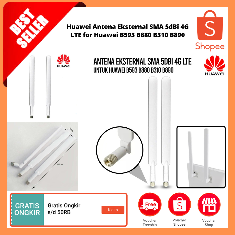 Antena Eksternal SMA 5dBi 4G LTE for Huawei B593 B880 B310 B890 /Sinyal Antena Router Eksternal Wifi