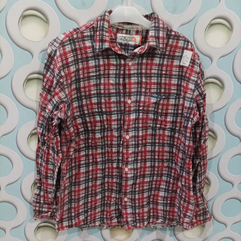 KEMEJA FLANNEL PRIA SECOND RUSSK ORIGINAL SIZE M NZL025