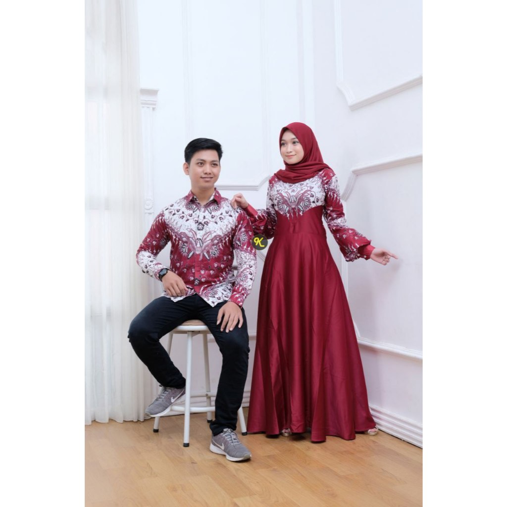 Couple gamis dan batik pasangan muslim kekinian couple larissa batik karyaku ada ld jumbo
