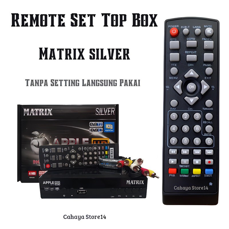 Remot Remote STB Matrix Apple Silver DVB T2 Tanpa Setting Langsung Pakai