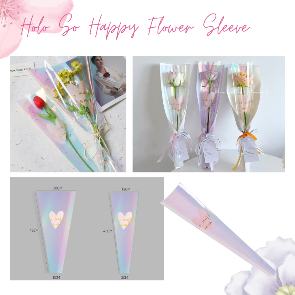 

Flower Sleeve Holo So Happy Plastik Bungkus Bunga Flower Sleeve