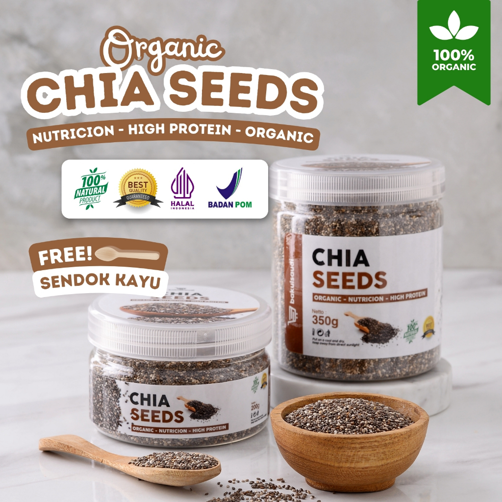 

Organic Chia Seed Premium Original 100% Murni non GMO Asli / Biji Chia Seeds Hitam Organik Chiaseeds