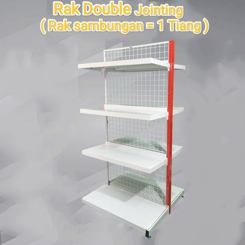 Rak Besi gondola Toko Minimarket Double Jointing Rak Display 4 Susun Murah