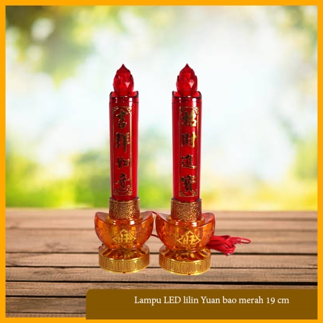 Lampu LED lilin Yuan bao merah 19 cm
