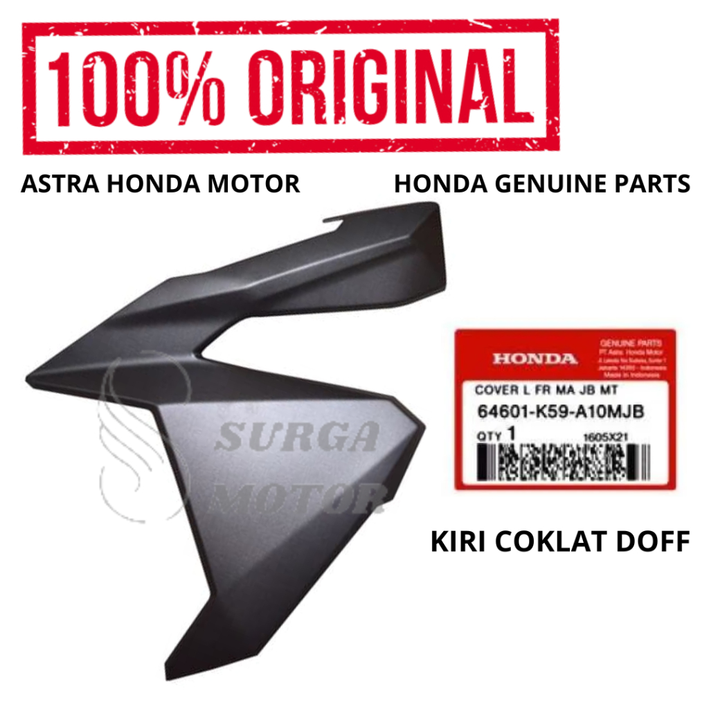 Cover Depan Sayap Kiri Coklat Doff Vario 125 150 eSP Original Honda AHM 64601-K59-A10MJB Kover Left 