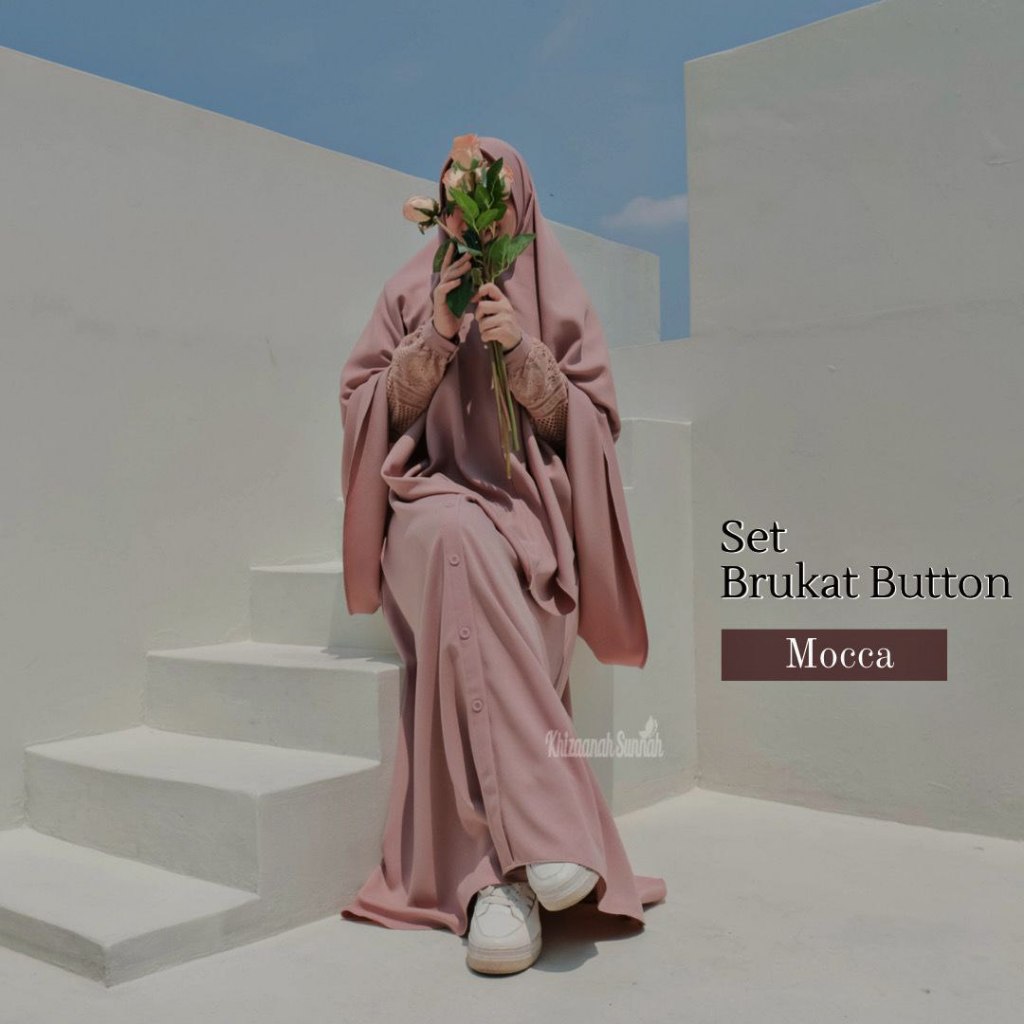 DRESS MUSLIMAHA BRUKAT BUTTON SET || HIJAB || GAMIS SET WANITA || PAKAIAN WANITA|| BAJU SYARI || OOT