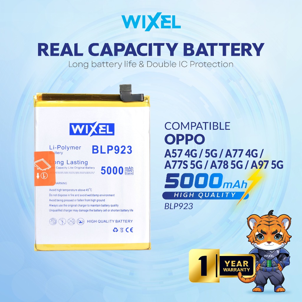 WIXEL Baterai BLP923 Oppo A57 2022 4G A57 5G A77 4G A77S 5G A78 5G A97 5G Double Power Real Capacity