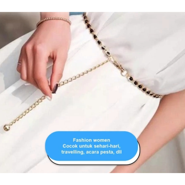 [ISTY] Ikat Pinggang Rantai channel mutiara / Ikat Pinggang Model Rantai Mutiara Imitasi Fashion Wan