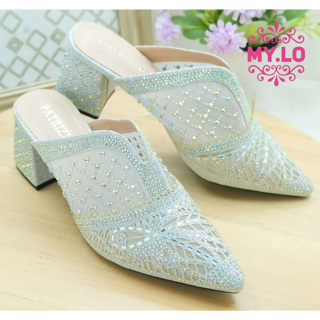 SANDAL PESTA HEELS WEDDING SELOP PENGANTIN WANITA SWAROVSKY MURAH KEKINIAN