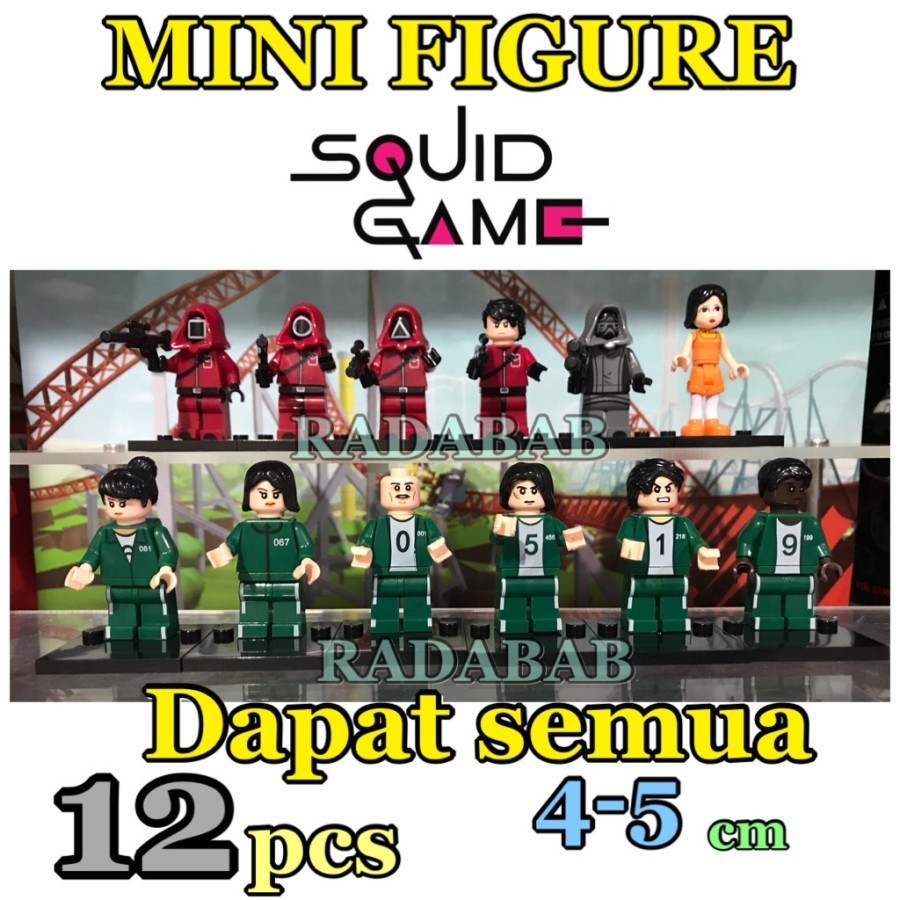 Mainan Bongkar Pasang Mini Figure SQUID GAME Versi 1 2 Set isi 12