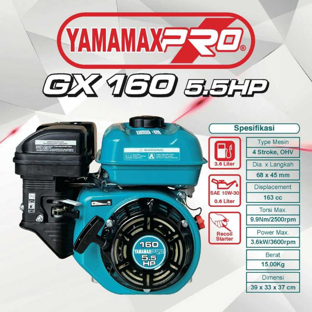 Mesin Penggerak Yamamax Pro GX160 / Engine Yamamax Pro 5.5HP