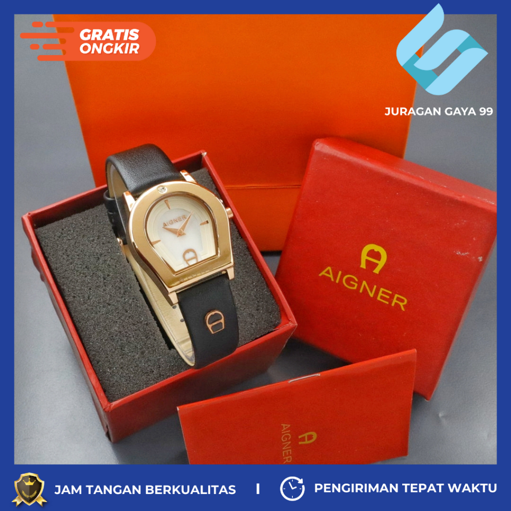 Jam Tangan Wanita Fashion Aiger 3319 Strap Kulit Bisa Bayar Ditempat - COD - Murah