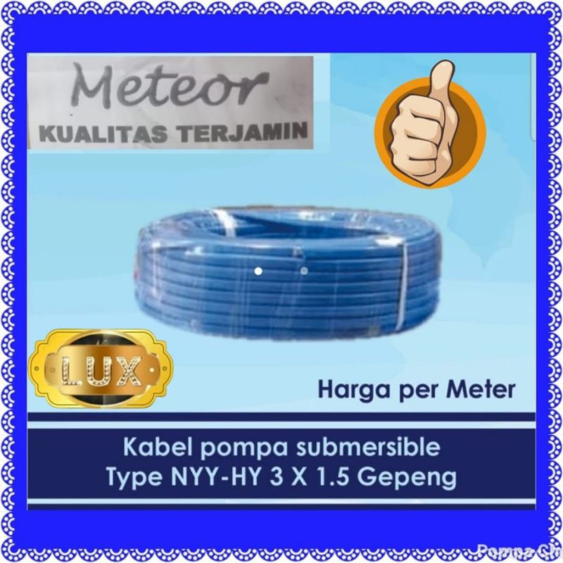 Kabel Per 1 Meter pompa satelit 3" dabavon 0.25hp 3dmdb2/8 submersible pump drakos 2.5 inch 0.33hp d