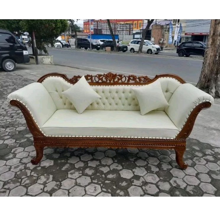 Sofa santai ukiran jati jepara | Sofa malas untuk nonton depan TV | Sofa selonjoran ukiran jati jepa