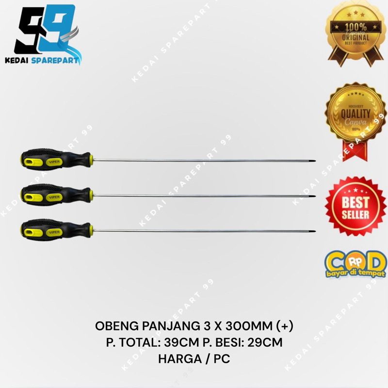 OBENG MAGNET PANJANG PLUS + GAGANG KARET 12INCH VP 30300