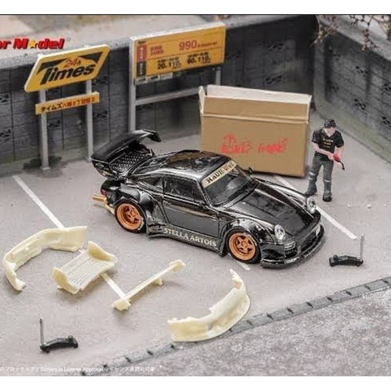 Star Model Porsche 930 RWB stella artois black Chrome With Figure Akira Nakai street warrior tarmac