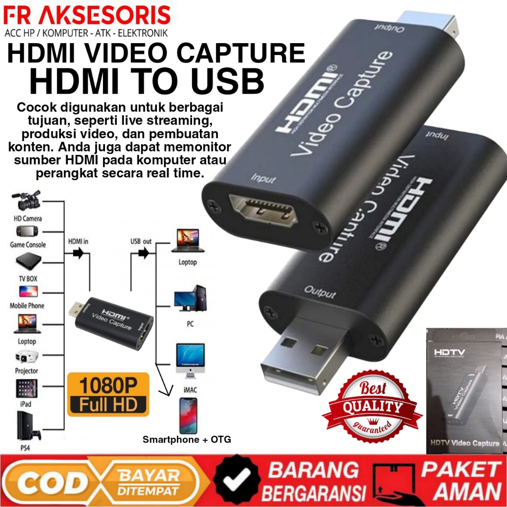 Hdmi Capture Card HDMI TO USB Dongle HDMI Video Capture CARD LIVE STREAMING Converter hdmi ke USB
