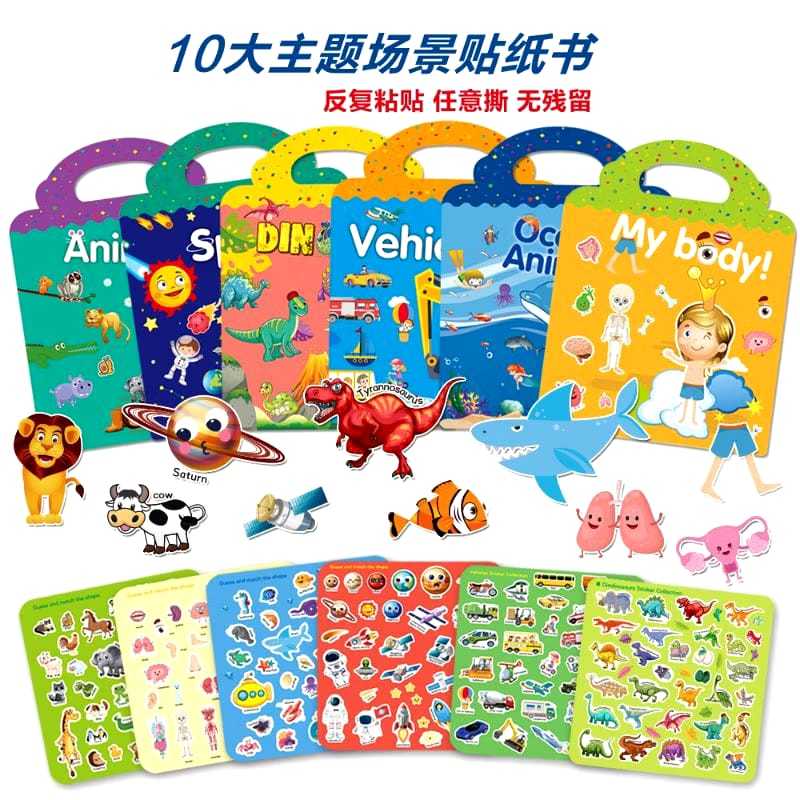 Buku Sticker Anti Air Reusable Sticker Book Stiker Anak Karakter Buku Stiker Anak