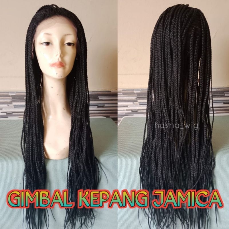 WIG PRIA RAMBUT PANJANG MODEL GIMBAL KEPANG JAMAICA WARNA HITAM NATURAL