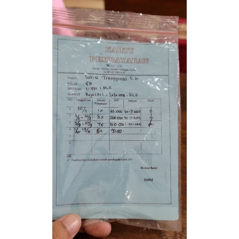 

nota pembayaran Custom 15pcs