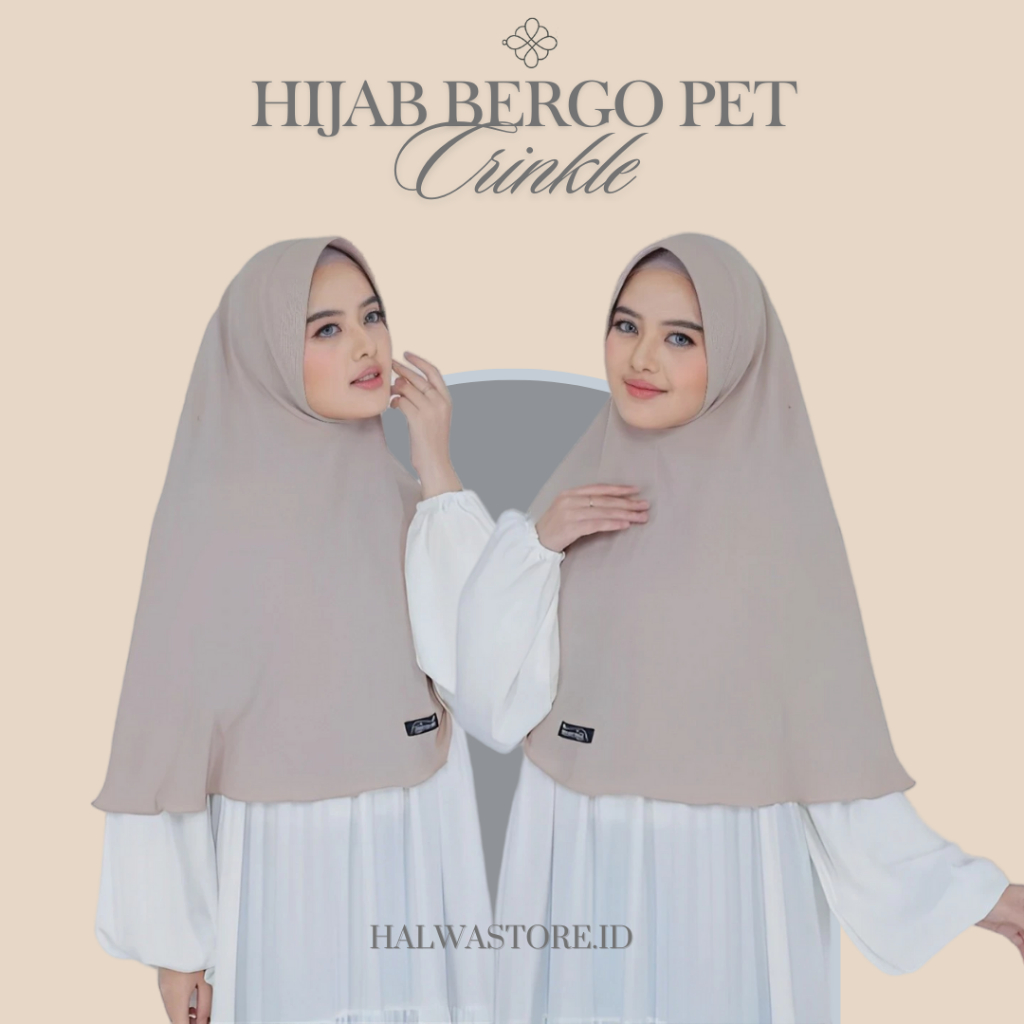 Hijab Instan Crinkle Airflow Pet Tanpa Tali Size L /Hijab Bergo Crinkle Pet Antem