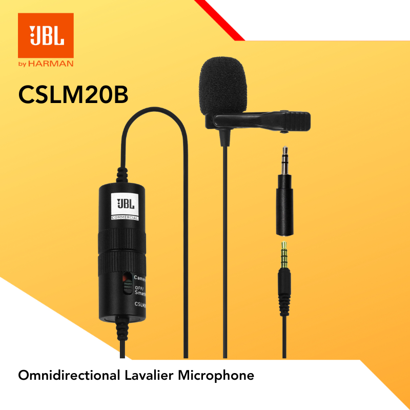 Microphone Clip-on JBL Commercial CSLM20B / CSLM 20B Omnidirectional Lavalier Microphone