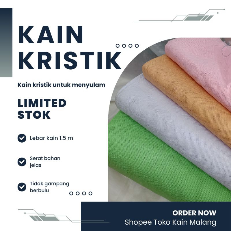 KAIN KRISTIK SULAM/KAIN BAHAN MENYULAM METERAN (HARGA PER 1 METER)