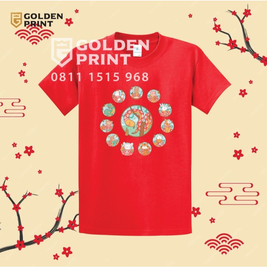 Kaos imlek gambar 12 shio / kaos imlek keluarga 2025