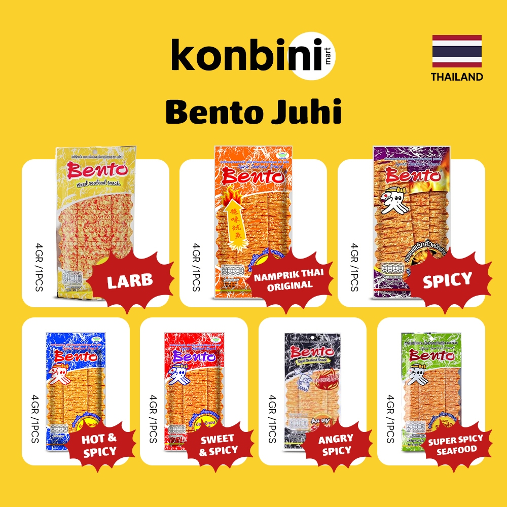 

KONBINI THAILAND - Bento Juhi Snack 4gr Snack Sweet & Spicy, Thai Ori, Spicy, Hot & Spicy, Spicy Cemilan Thailand