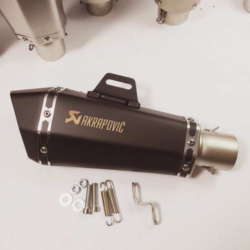 Silencer knalpot import taiwan Akrapovic conical black doff bisa untuk semua jenis motor anda suara 