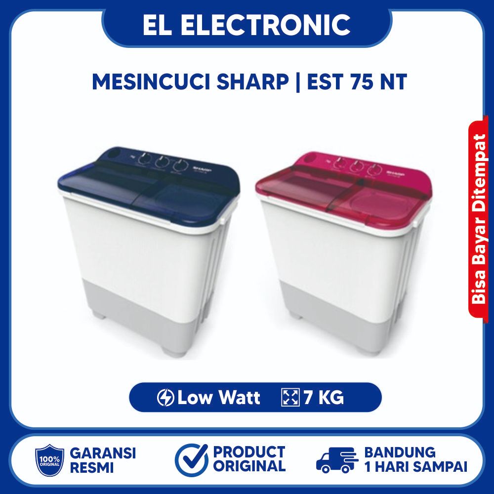 MESIN CUCI SHARP ES-T75NT (7KG) 2 TABUNG PUREMAGIC