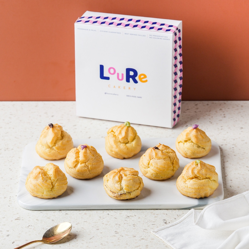 Mamam Ahahaa Loure Cakery - 9Pcs Kue Soes Vla / Kue Sus Vla Halal / Choux Cream (Isi 9 Pcs)