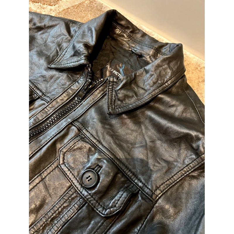 Leather Jacket Jaket Kulit Trucker Treker Korea Brand Second Preloved