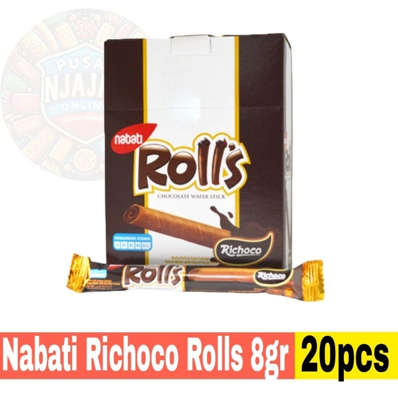 

( Nabati Richoco Rolls 8gr Pak isi 20 pcs Rasa Coklat )