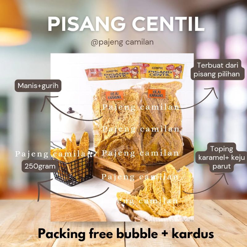 

Snack Kripik Pisang Centil Keju Caramel 3 pcs @250 gram