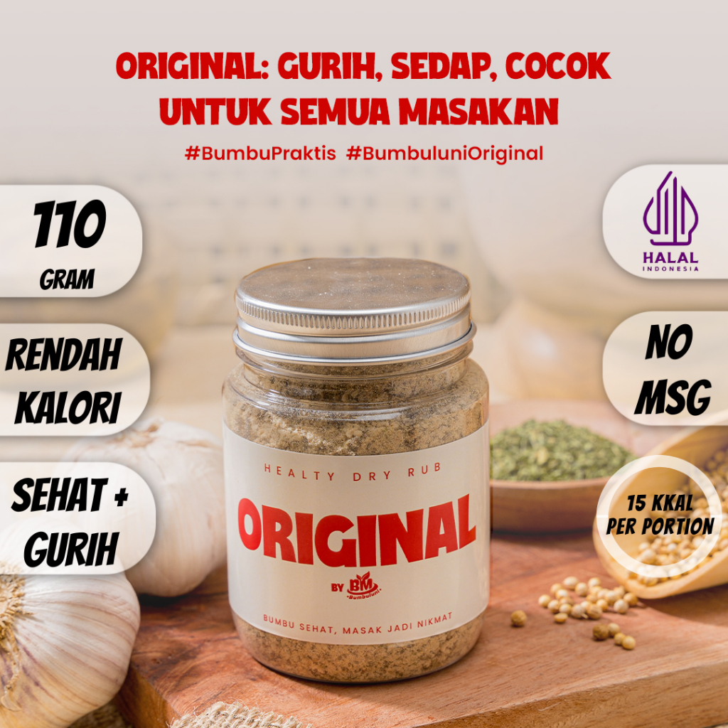 

Bumbuluni Dry Rub Bumbu Marinasi Serba Guna Rendah Kalori dan Lemak 110g [Original Seasoning]
