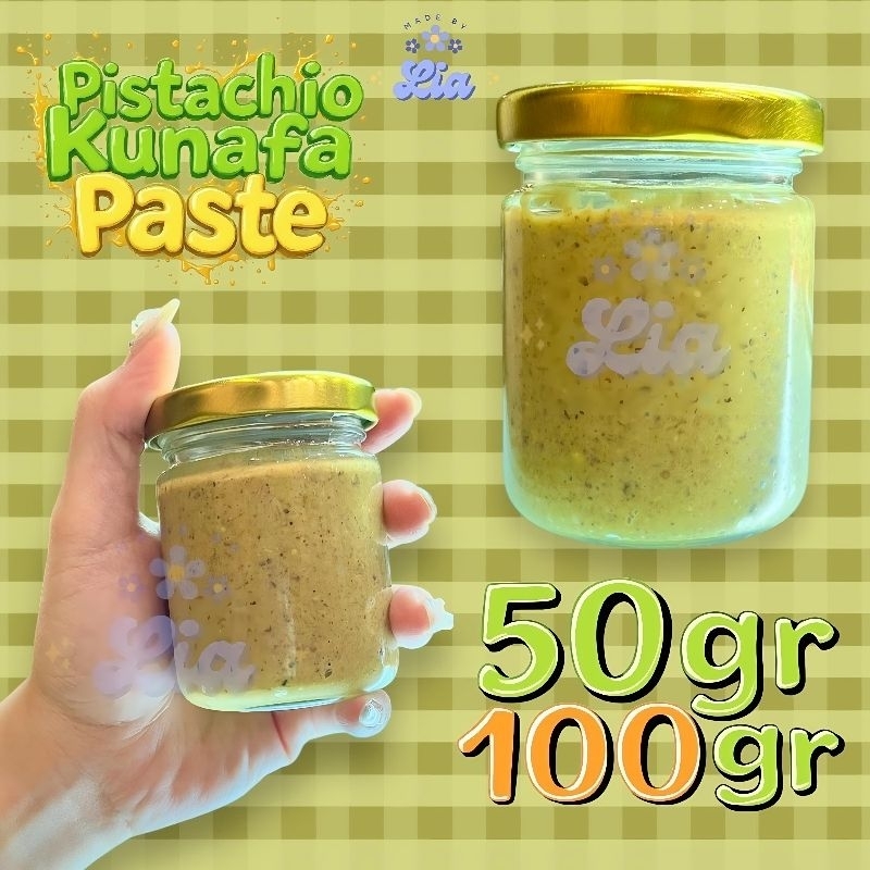 

Selai Pistachio Kunafa crunchy spread / Pistachio spread 50gr 100gr / pistachio Kunafa paste madebylia