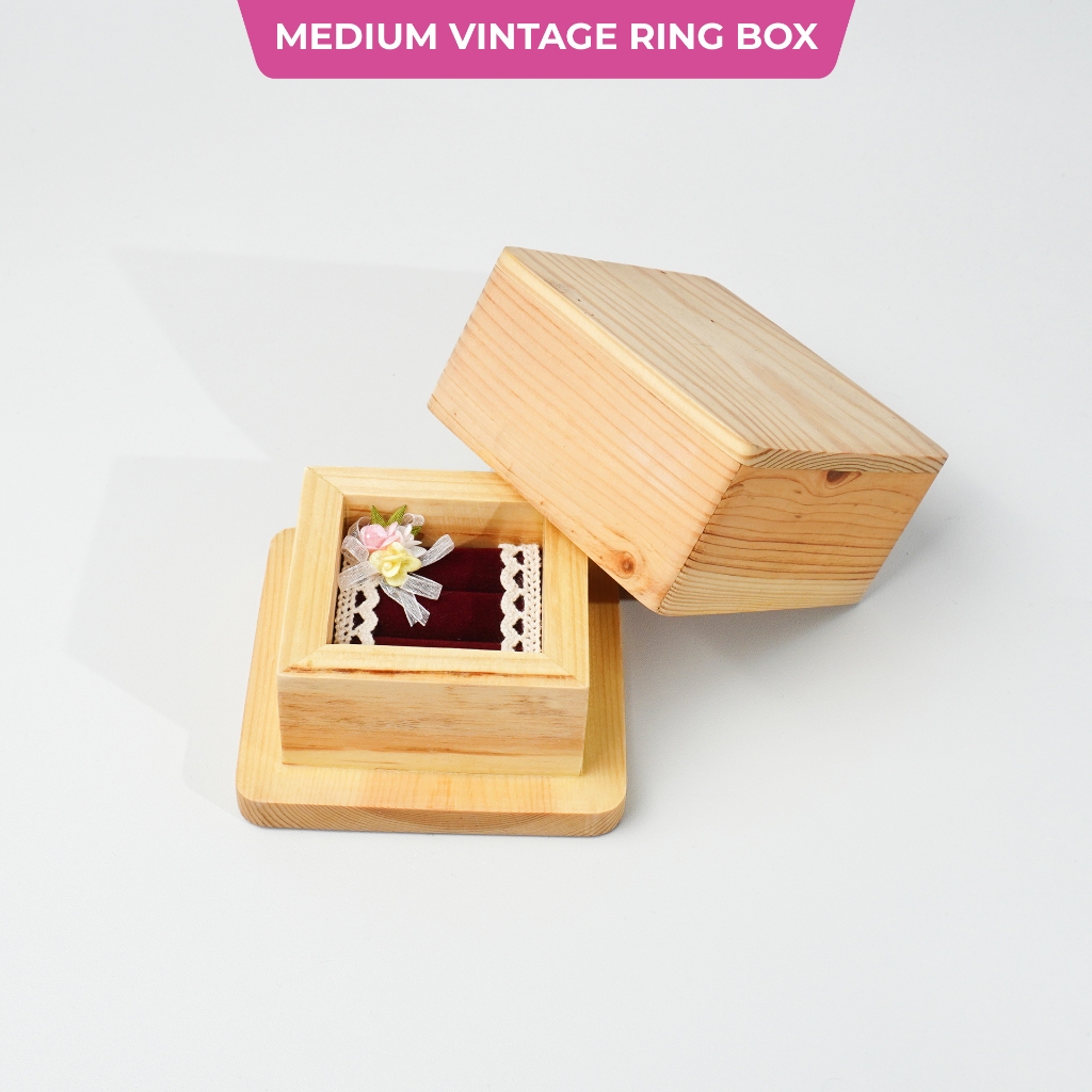 Sovia Jewelry - Medium Vintage Kotak Cincin Kayu Eksklusif