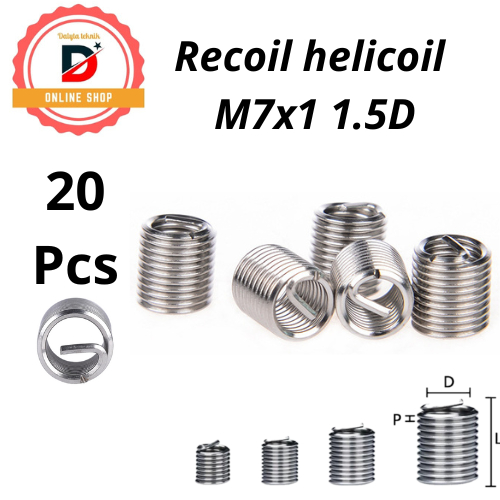 20Pcs Recoil M7x1 1,5D Recoil Helicoil Verbos Perbaikan drat Rusak