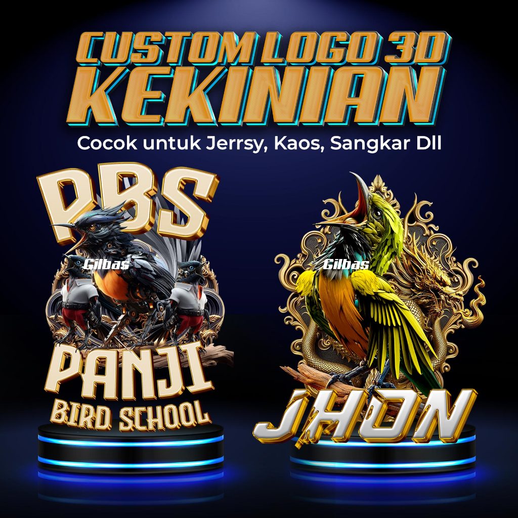 Desain Logo Custom 3D Kekinian | DESAIN SOGON | KAOS SOGON | KAOS BURUNG | DESAIN KAOS