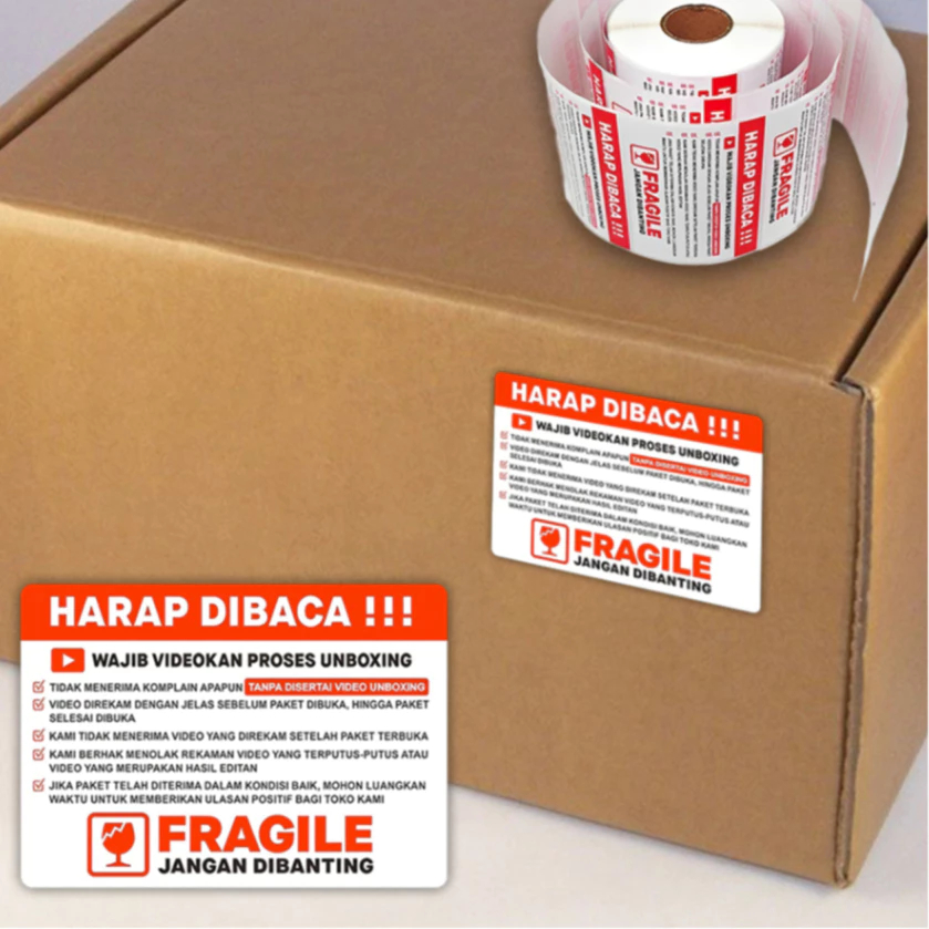

LABEL Wajib Video Unboxing Stiker Jangan Dibanting Online Shop Isi 500 lembar