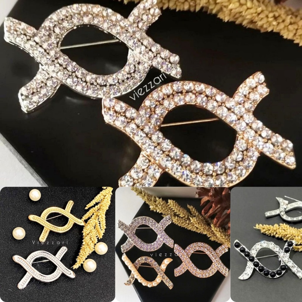 Bross Klamby Wearing Premium Import Aksesoris Bros Mutiara / Bros Mewah / Brooch Logo Branded