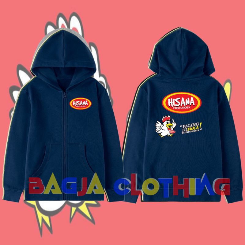 Hoodie zipper anak resleting Hisana fried chicken logo 1